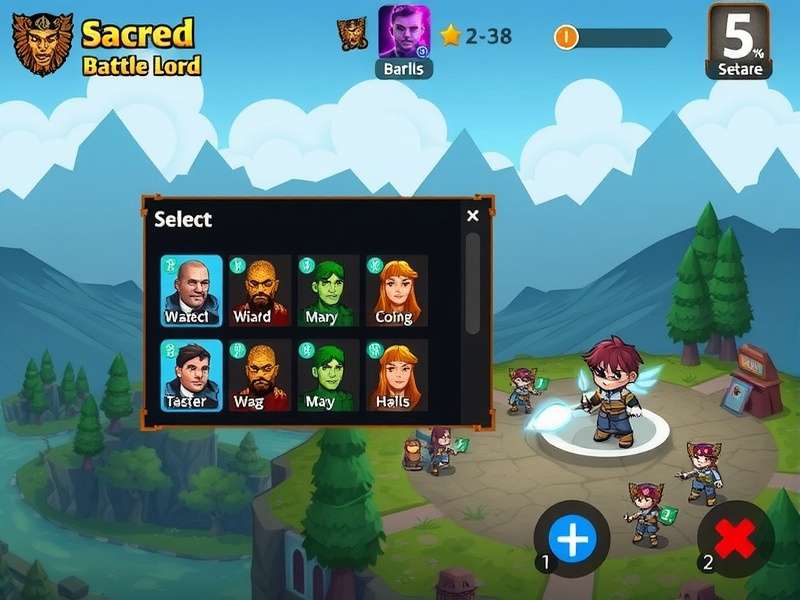 Sacred Battle Lord gameplay screenshot showing character selection